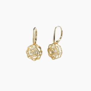 Scarlett and Ella 14K Gold Plated Swarovski Crystal Rose Earrings NWT